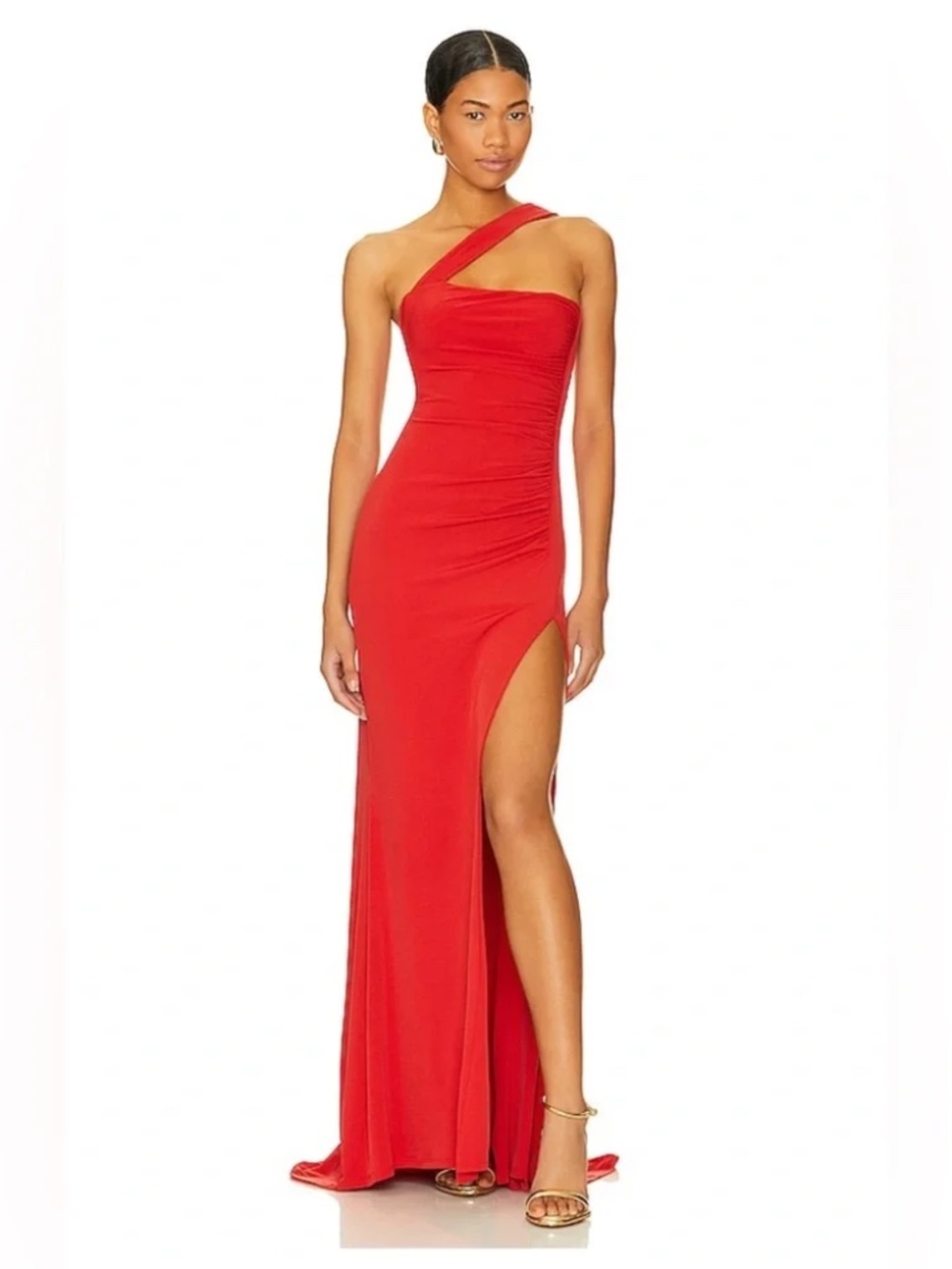 Nookie Alba Red One-Shoulder Ruched Maxi Dress size XS NWT